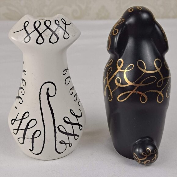 Lenox x Kate Spade White Cat & Black Dog Salt & Pepper Shakers Porcelain EUC - Picture 2 of 13
